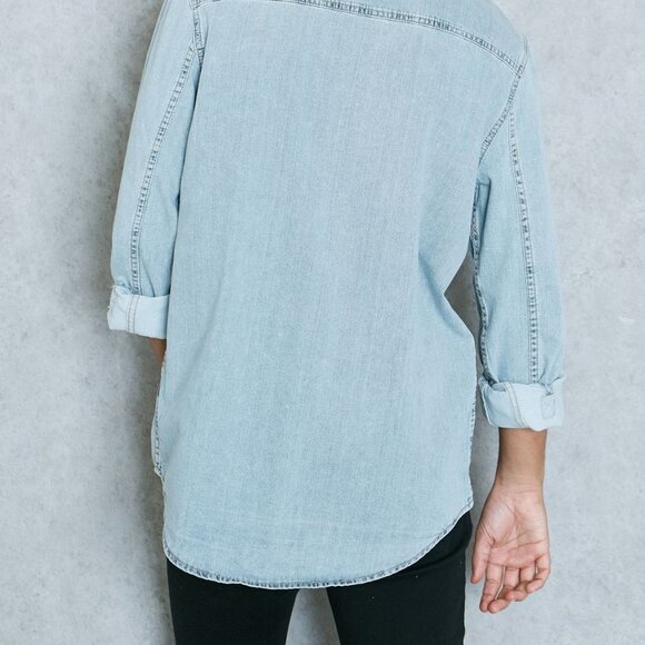 topman Melange One Pocket Long Sleeve Denim Shirt - Picture 7 of 7